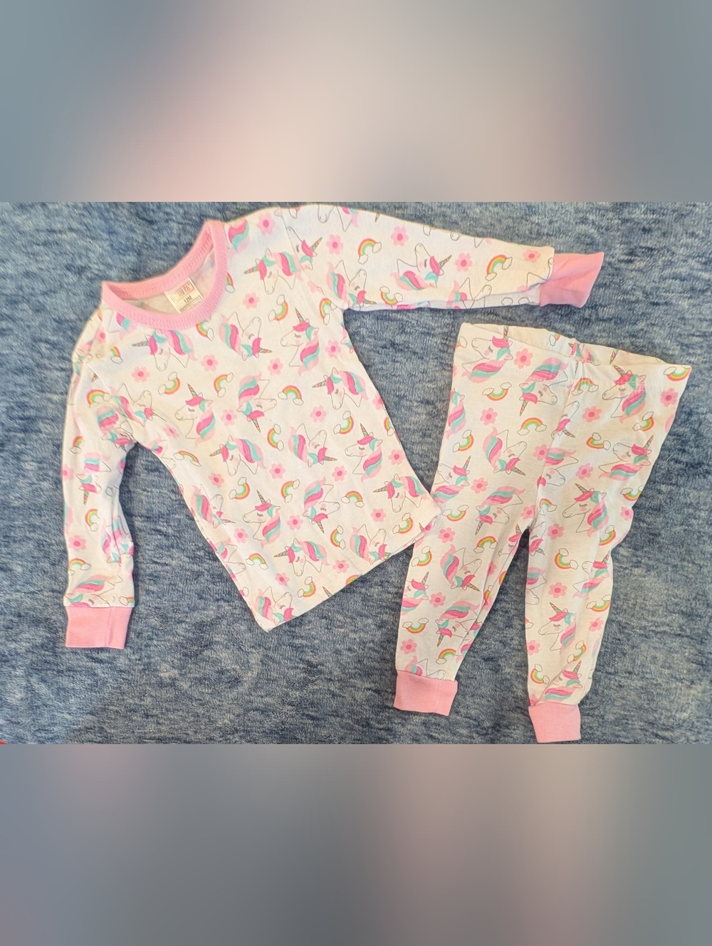 Swiggles 9-12M Pink Unicorn & Rainbow Pajama Set